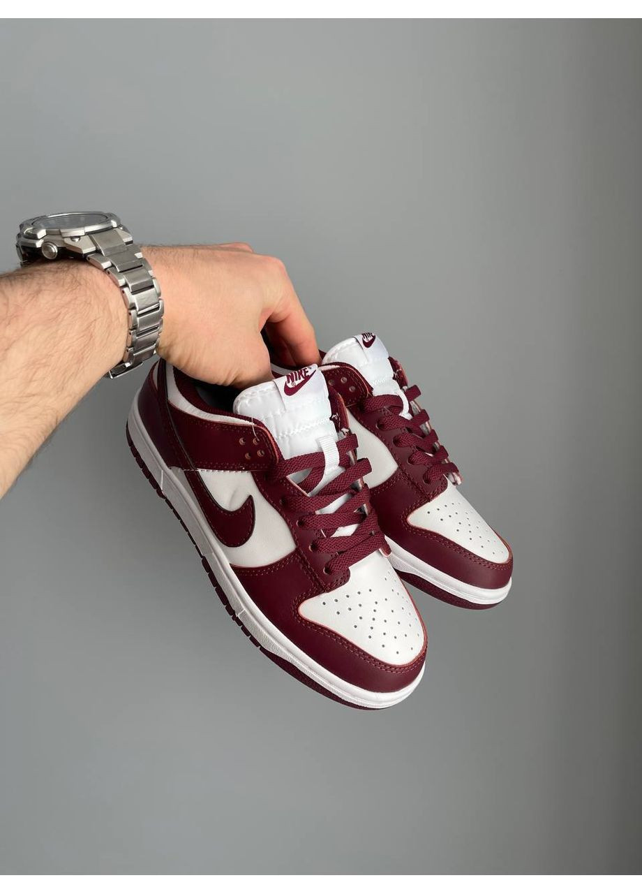 Кроссовки женские и мужские Nike Dunk Low Team Red Bordo White | Найк СБ Данк бордовые No Brand бордовые демисезоны (352252489)