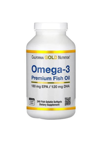 Omega-3 Premium Fish Oil 240 капсул California Gold Nutrition (361349282)