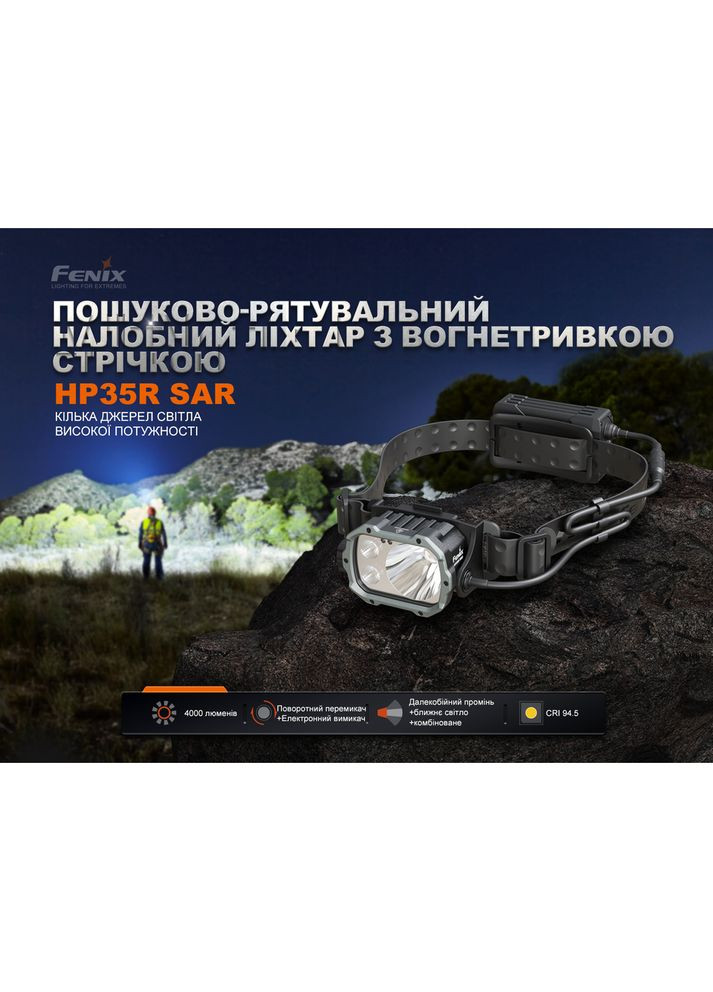 Ліхтар налобний HP35R SAR з вогнетривкою пов'язкою Fenix (353505262)