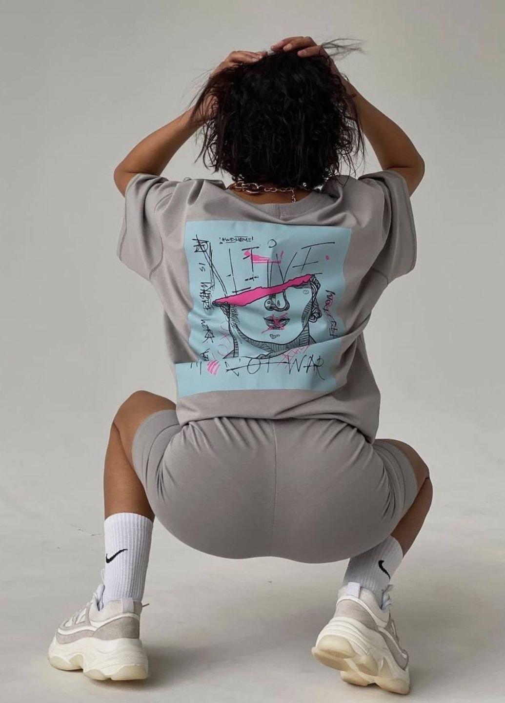 Жіночий костюм із куліру: футболка оверсайз + велосипедки Україна (325702014)