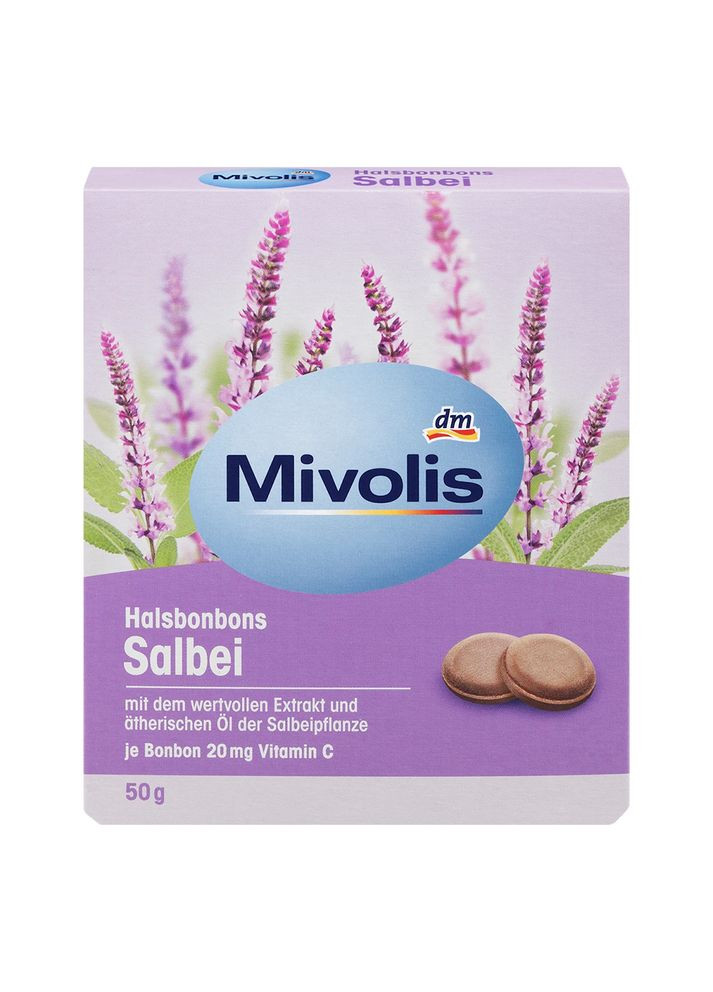 Леденцы от кашля Salbei с маслом шалфея и витамином С, 20 шт, 50 г, от DM Mivolis (360655019)