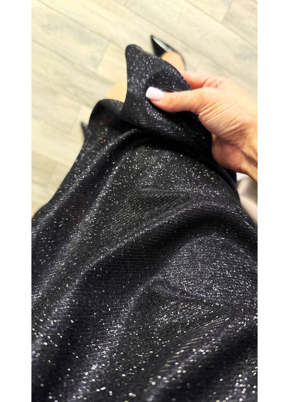 Черное праздничный, карнавальный, коктейльное, вечернее элегантное платье из люрексового трикотажа на запах Україна