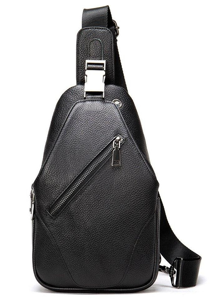 Сумка мужская слинг через плечо в зернистой коже 20249 Черная Vintage (366880996)