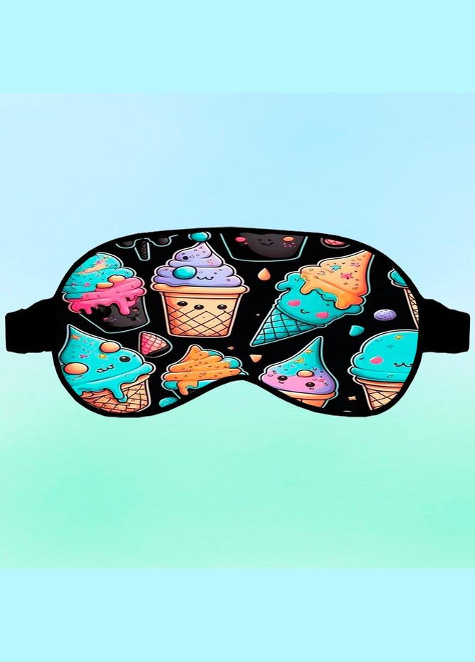 Маска для сна мороженое Черная с принтом No Brand (315043946)