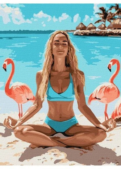 Картина по номерам - "Фламинговая йога" ©art_selena_ua, 30х40см (Срок доставки до 10 дней!) MIC (388329060)