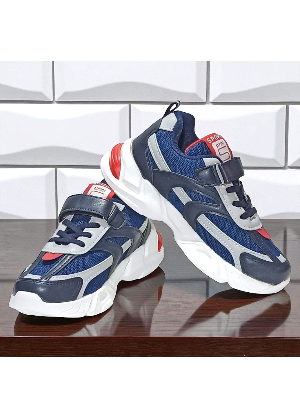 Синие демисезонные ортопедические демисезонные кроссовки на липучке для мальчика Boyang