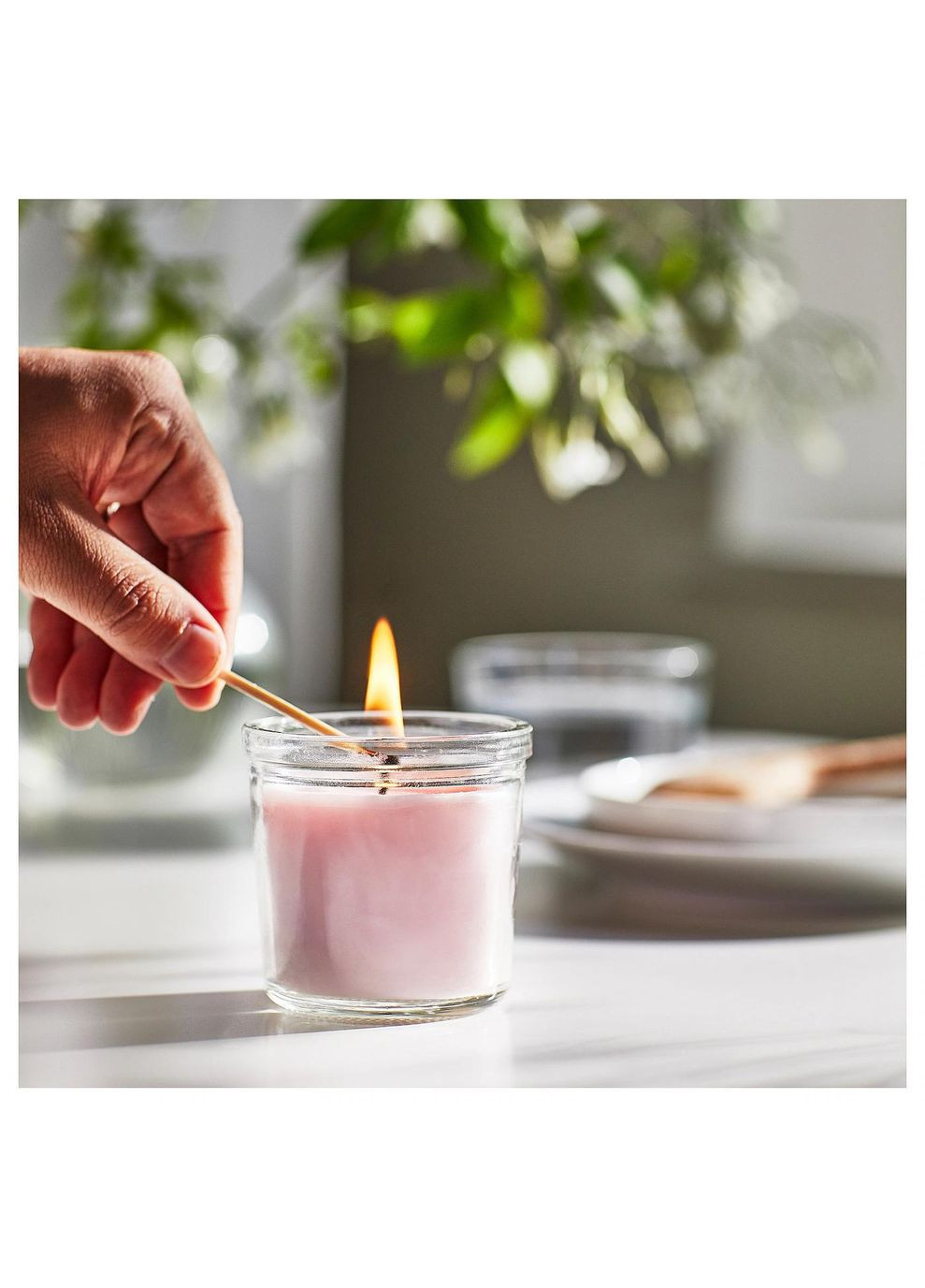 Ароматична свічка в склі ІКЕА LUGNARE 20 годин рожевий (00502105) IKEA (267902007)