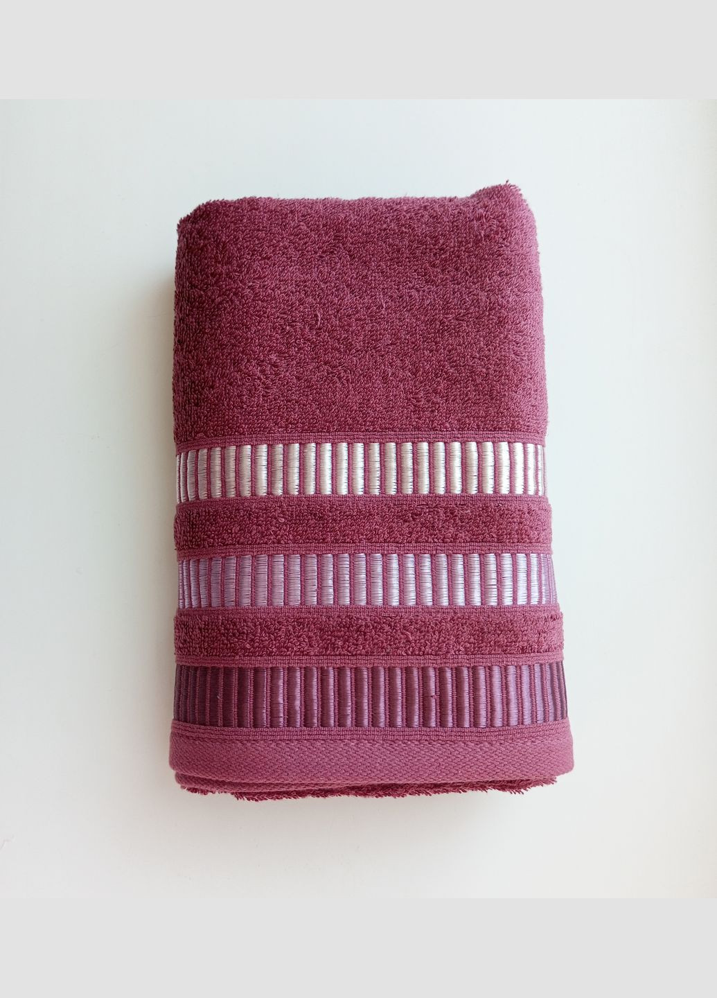 Полотенце махровое гладкокрашенное бордюр Элеганс 50х90 Катруся однотонный вишневый