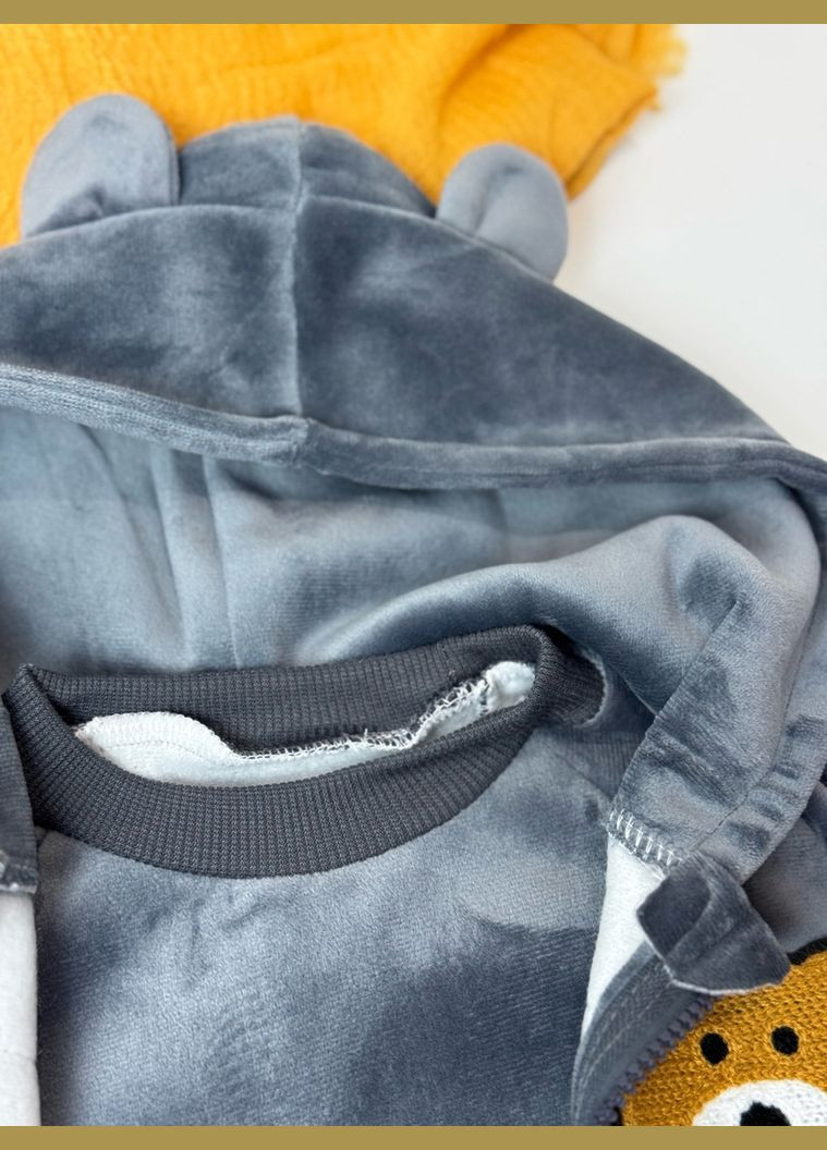 Сірий демісезонний костюм трійка ведмедик 4667 No Brand