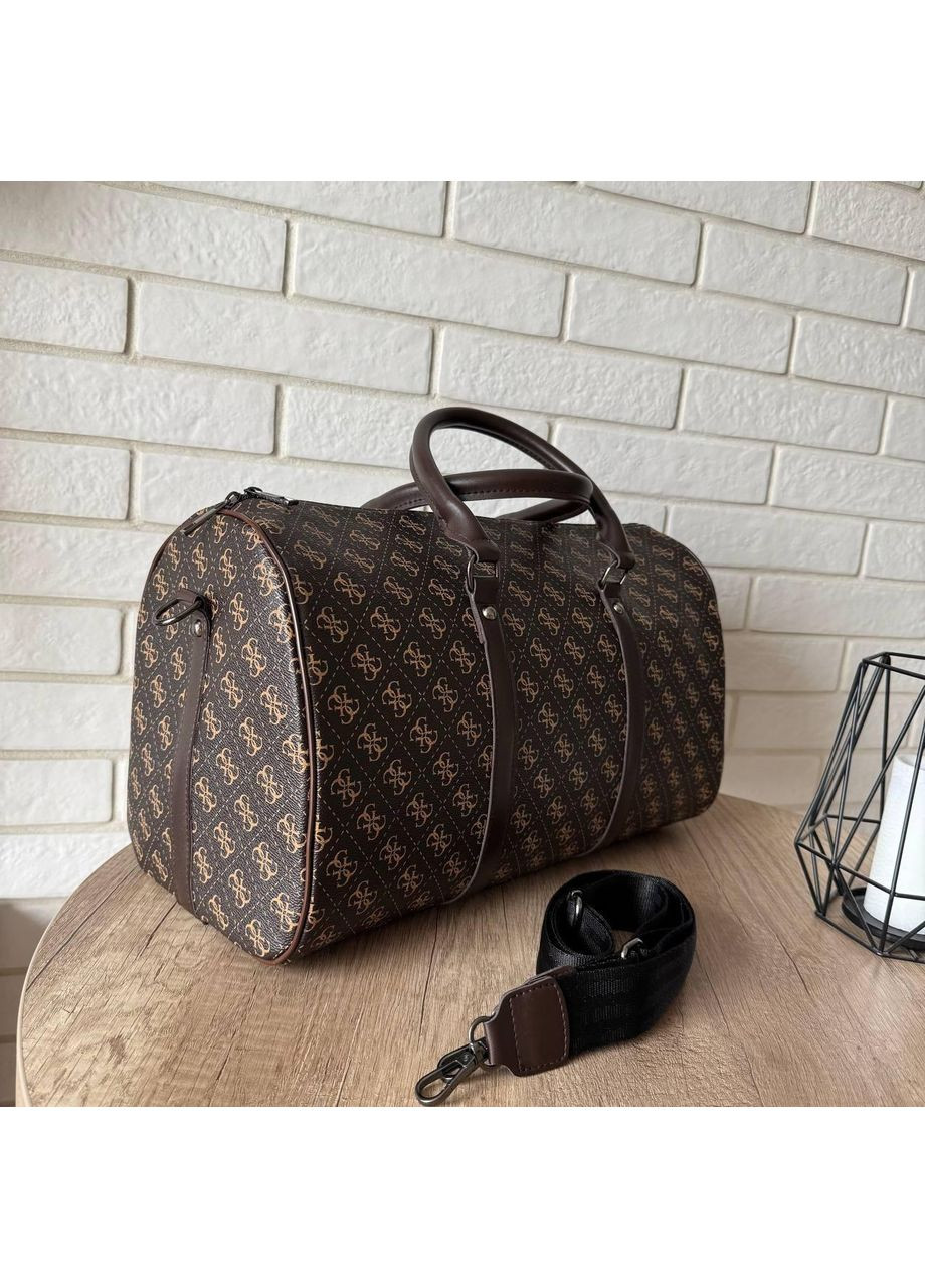 Велика чоловіча сумка з екошкіри коричнева для залу та тренування спортивна сумка м'яка ProDobro (363221585)