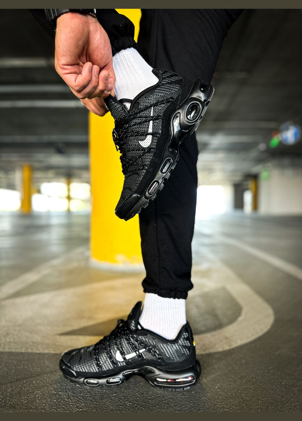 Чорні всесезон кросівки чоловічі nike air max tn plus utility black | аір макс тн плюс чорні No Brand