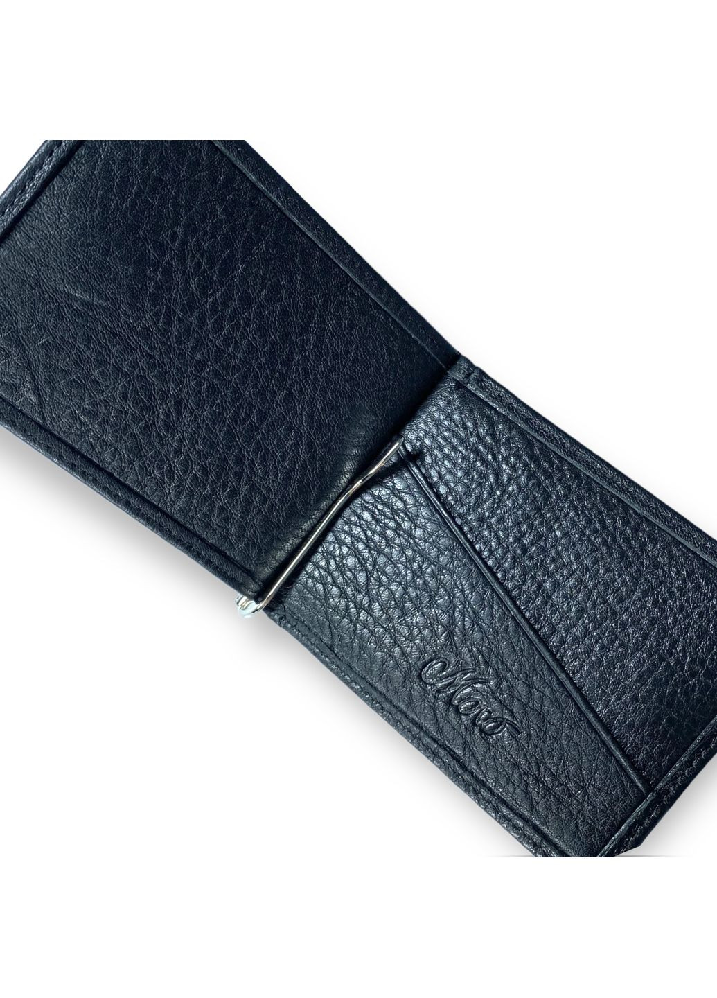 Чоловічий гаманецьзатискач натуральна шкіра 4 осередки для карток розмір: 11*8*1 см чорний Moro (266912023)
