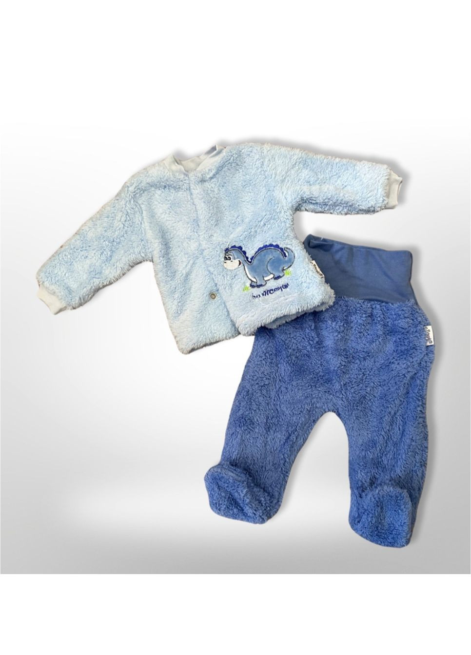 Синий демисезонный детский велюровый костюм (кофточка + ползунки) сине-голубой (0240) Nicol