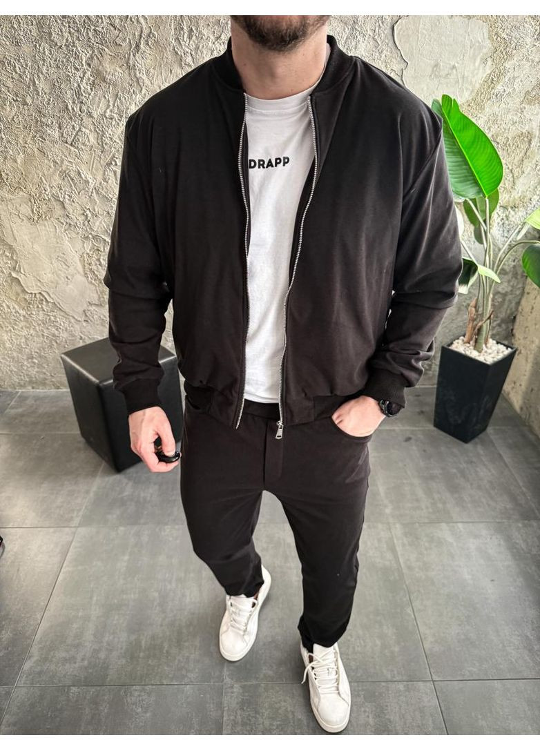 Комбинированный демисезонный костюм мужской стильный жакет брюки утепленный модный 2025 No Brand