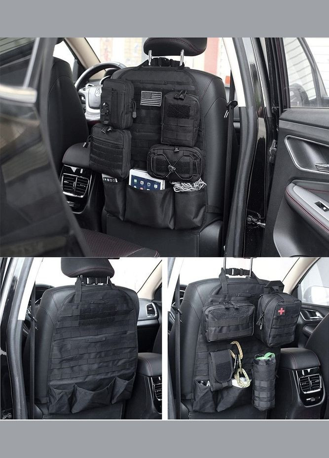 Тактичний органайзер MOLLE 10467 чорний для спинки автомобільного сидіння No Brand (326487632)