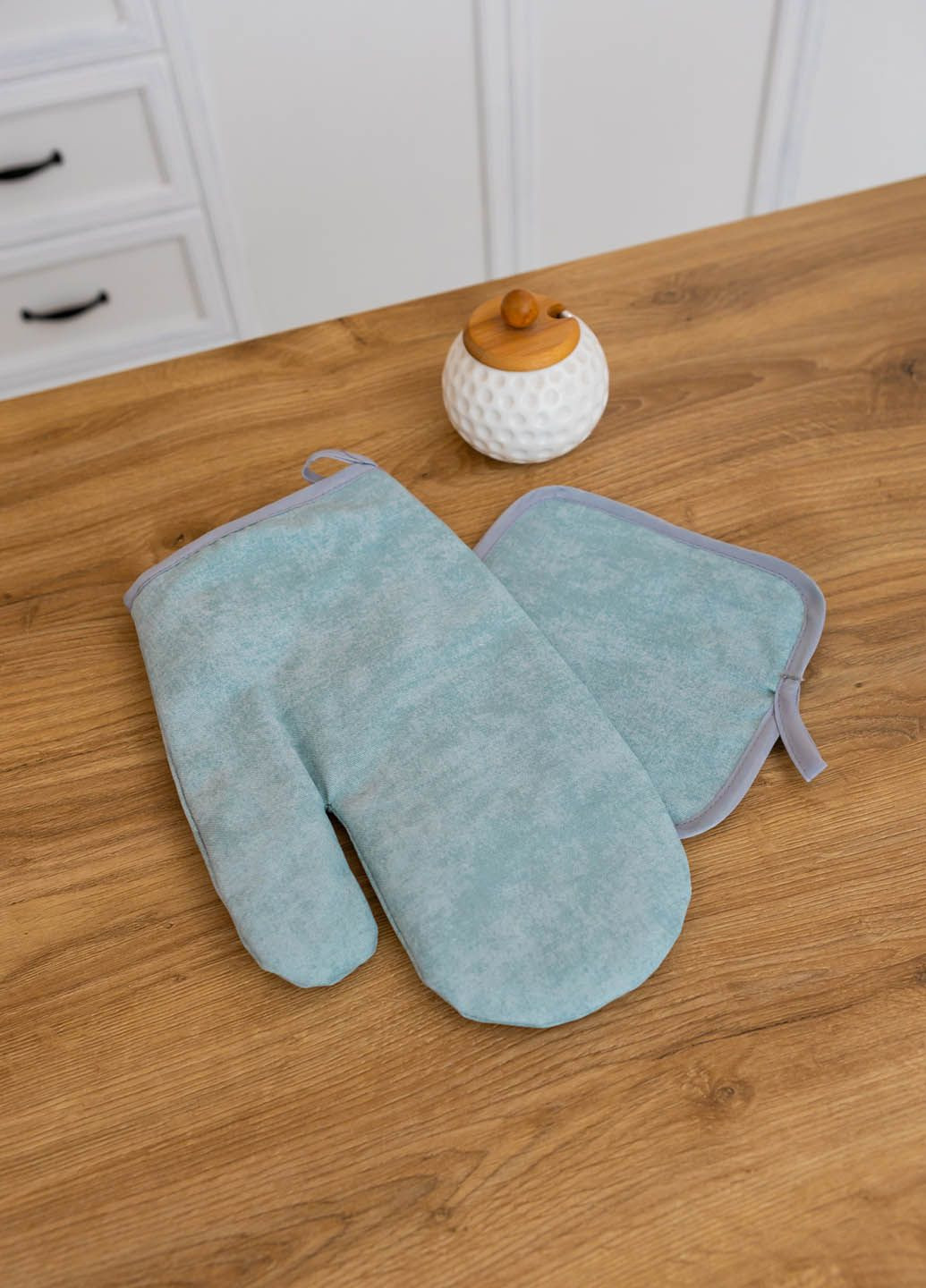 Набір рукавичка та прихватка водовідштовхувальні "Мармур бірюзовий" Homedec - (322580733)