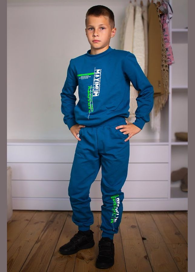 Утеплений костюм для хлопчика (світшот та штани) з малюнком HC (h001-6063-023-33-6) No Brand (304734692)