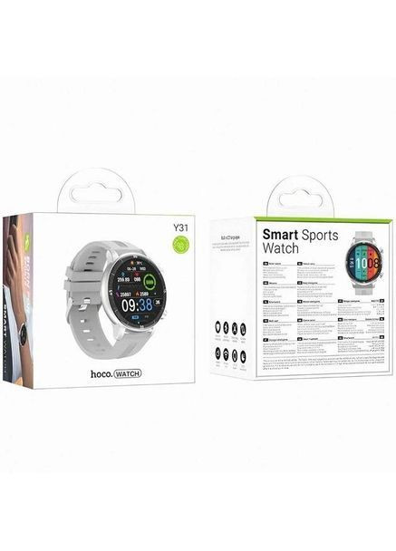 Смарт-годинник Smart watch підтримка дзвінків, IOS, Android розумний годинник вологозахист IP67 silver Hoco Y31 (370143768)