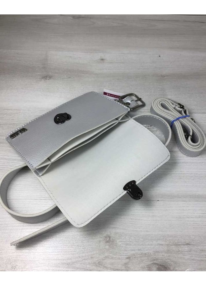 Сумка клатч на пояс срібна екошкіра жіноча для прогулянок та вечірок з 3 відділеннями ProDobro (367266229)