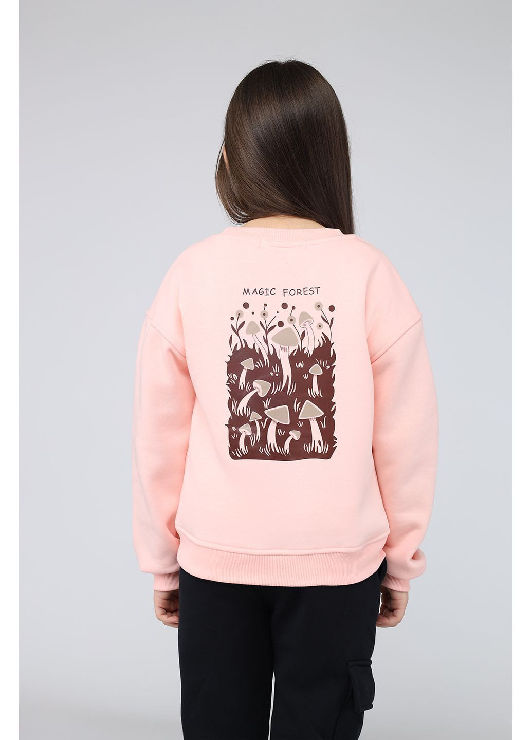 Yuki світшот для дівчинки колір персиковий цб-00284925 персиковий футер