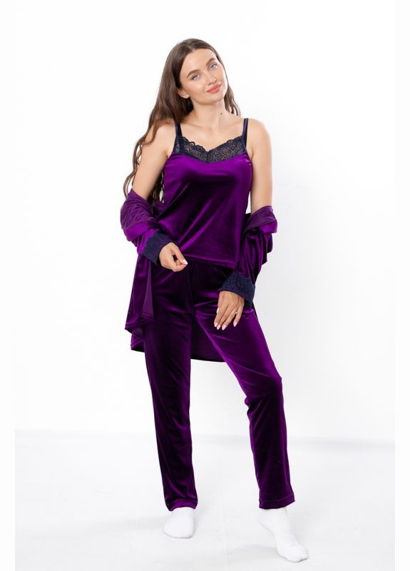 Фіолетова всесезон комплект жіночий (халат, майка, штани) (p-7859) Носи своє