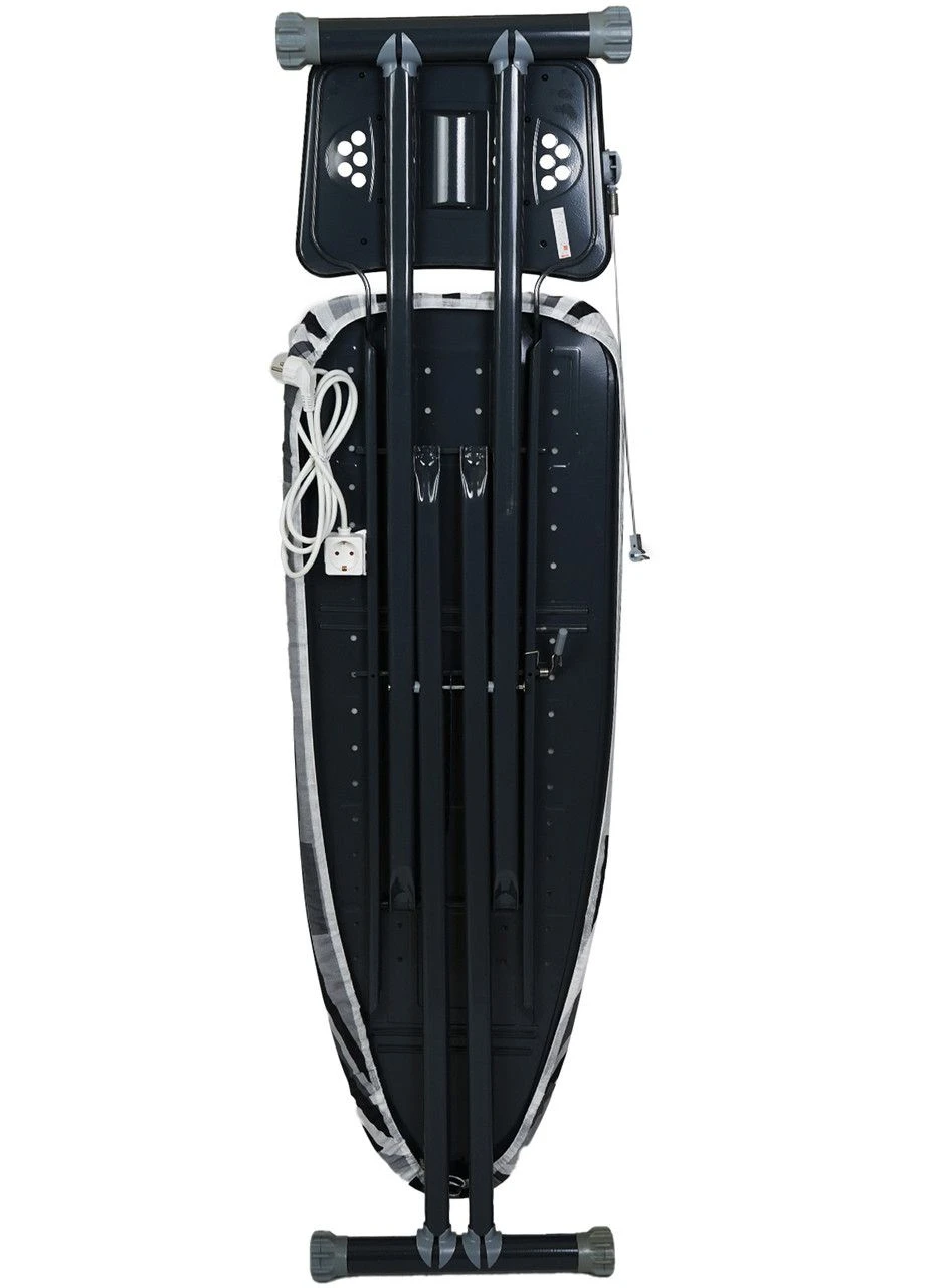 Прасувальна дошка GLIDE-X 125 х 43 см моноблок з розеткою та тримачем дроту праски Чорно-сіра EUROHOME (322127310)