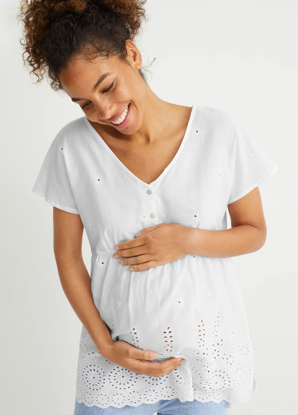Белая блуза из хлопка для беременных C&A