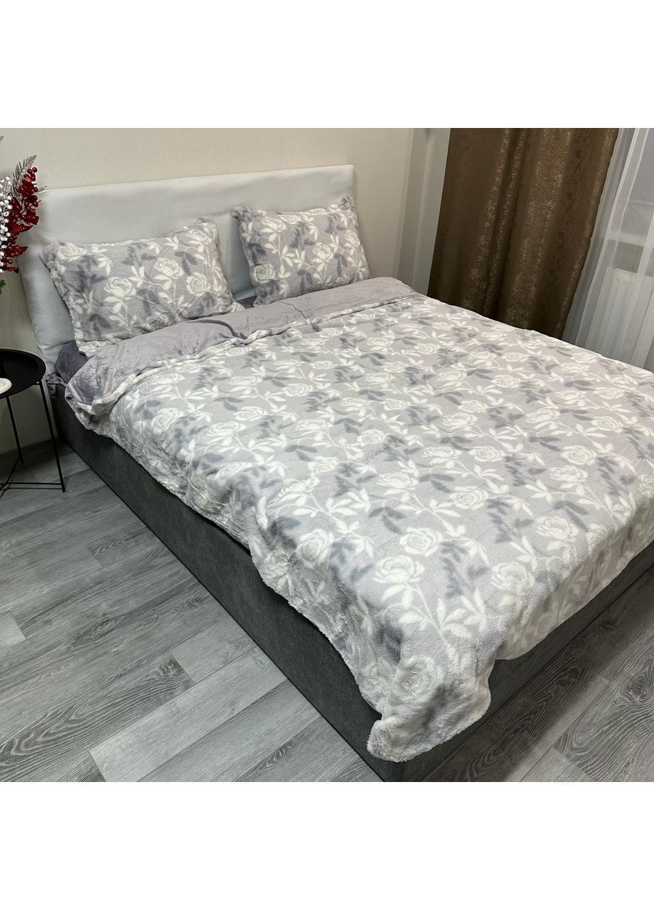 Эксклюзивное постельное белье "Хутро-велюр". Зимняя коллекция евро размер фиолетового цвета. No Brand (371646149)