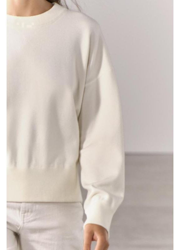 Білий демісезонний базовий молочний светр Zara