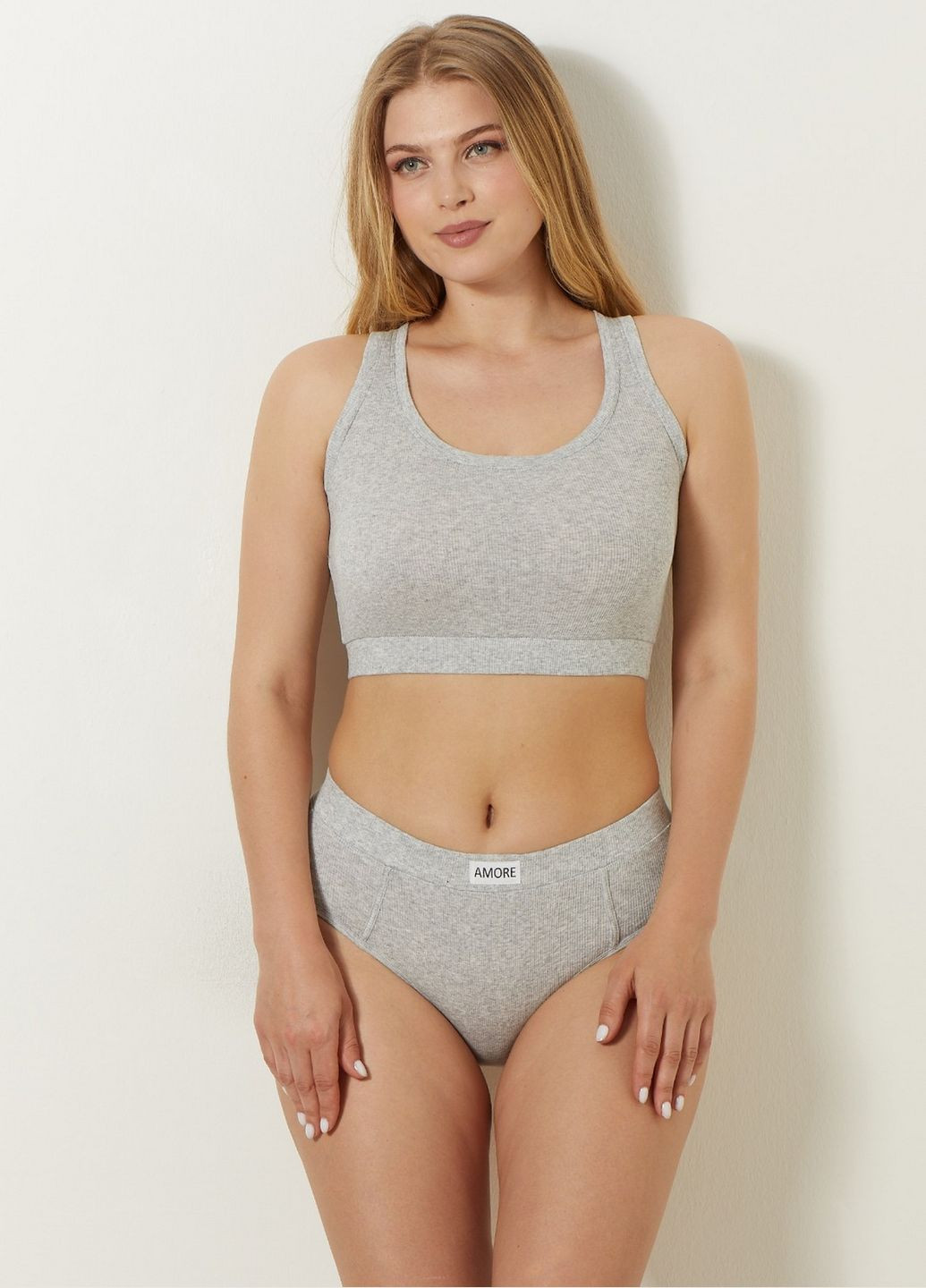 Сіро-бежевий жіночий комплект білизни сірий меланж Sevim