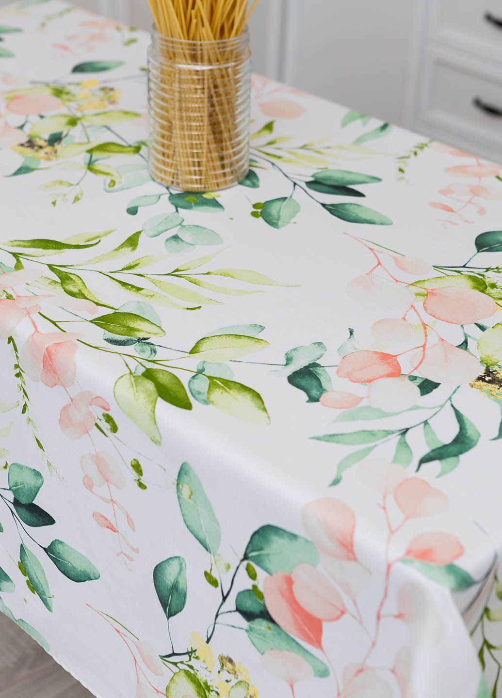 Скатерть с тефлоновым покрытием "Листочки зеленые" 1.8м х 1.5м Homedec - (318747161)