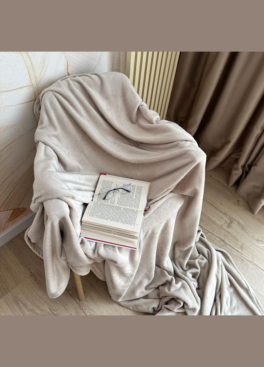 Плед микрофибра велсофт однотонный евро 200х220 Светлый М-lel-003 (М-lel-003) No Brand (306633994)