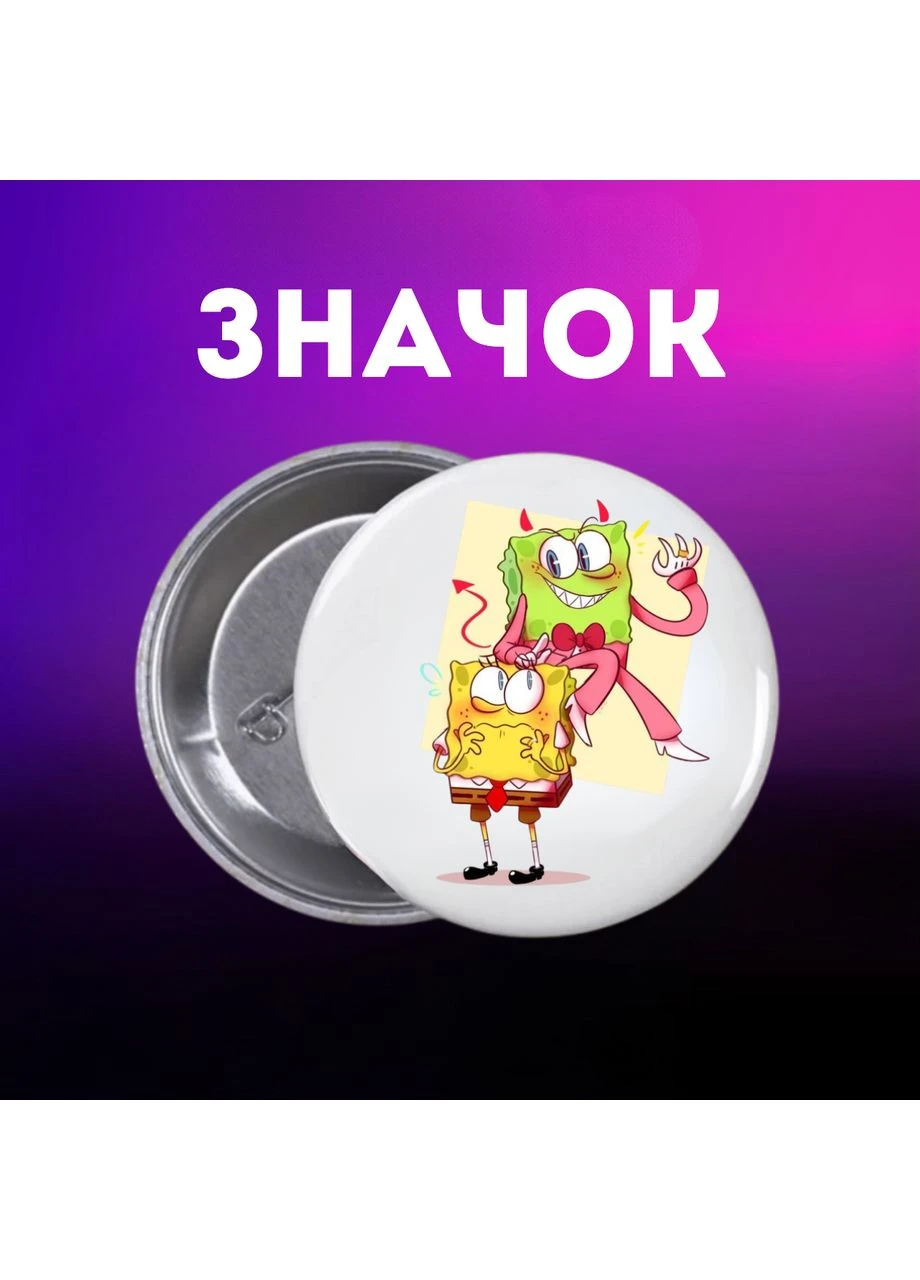 Значок Губка Боб Квадратні Штани Спанч Боб SpongeBob на шпильці на рюкзак 44 мм 1 шт Shantou (358929910)