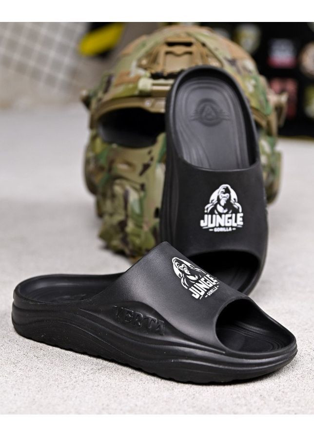Черные летние тапки jungle No Brand