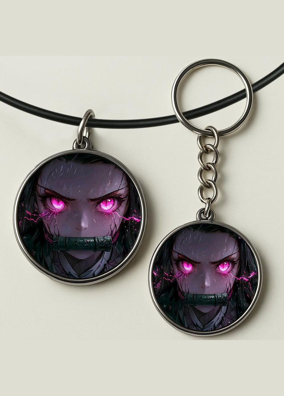 Набор подвеска (кулон) и брелок Аниме Клинок рассекает демонов #08 (подарочный набор) No Brand (332633553)