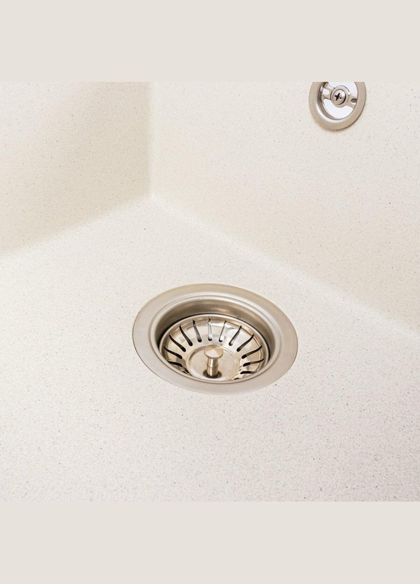 Гранитная мойка для кухни 7843 SOLID матовая Белая в точку Valeso (342071961)