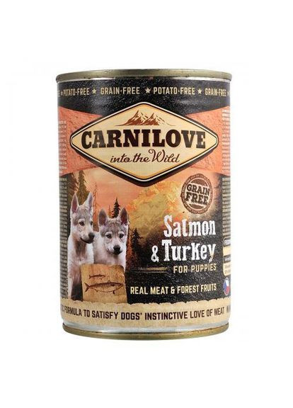 Влажный корм Salmon & Turkey для щенков, лосось и индейка, 400 г Carnilove (322874994)