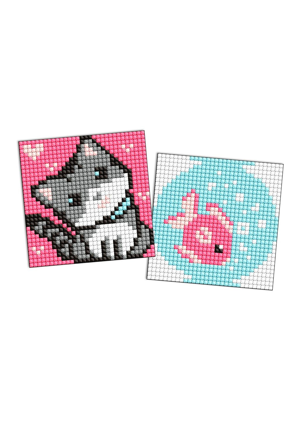 Алмазна мозаїка на магніті Рибка та кошеня, набір із 2 сюжетів 9х9 AMG1050 Ідейка (321614859)