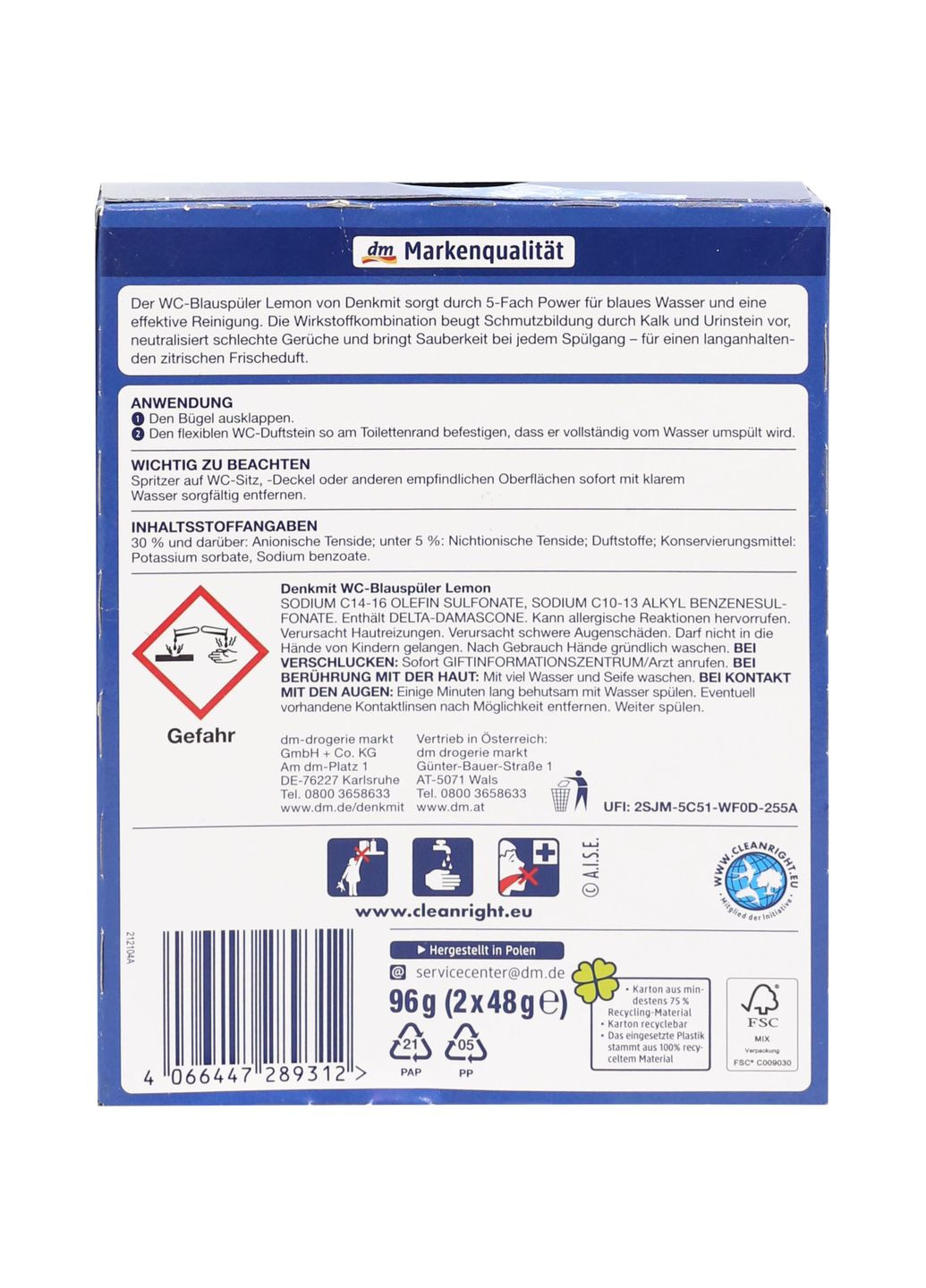 Туалетный блок для унитаза Lemon, 2 шт. Denkmit DWCBL2 (346392373)