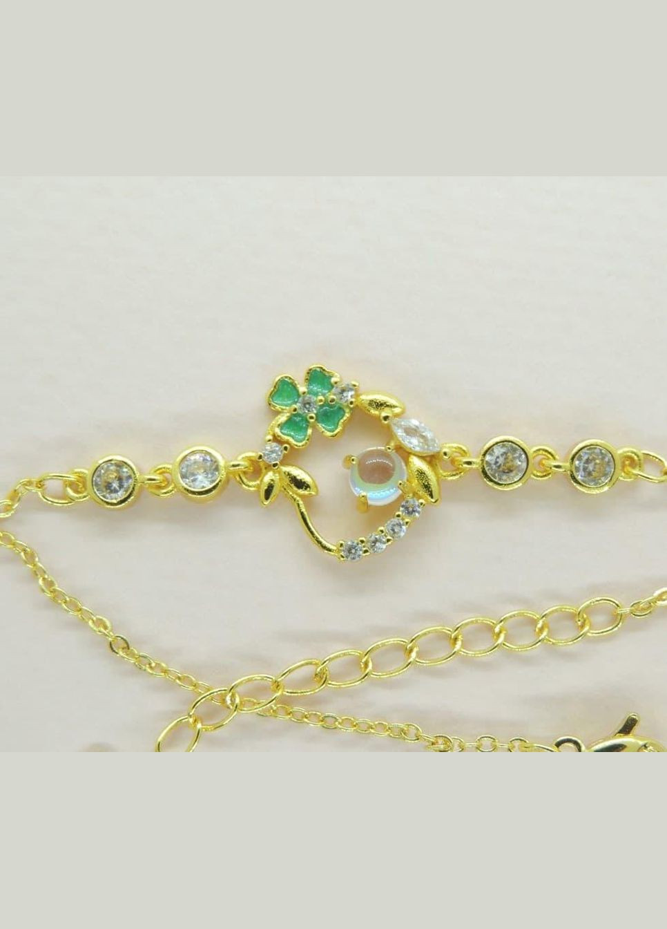 Браслет женский под золото Liresmina Jewelry браслет Талисман удачи четырехлистный клевер золотистый Fashion Jewelry (285780978)