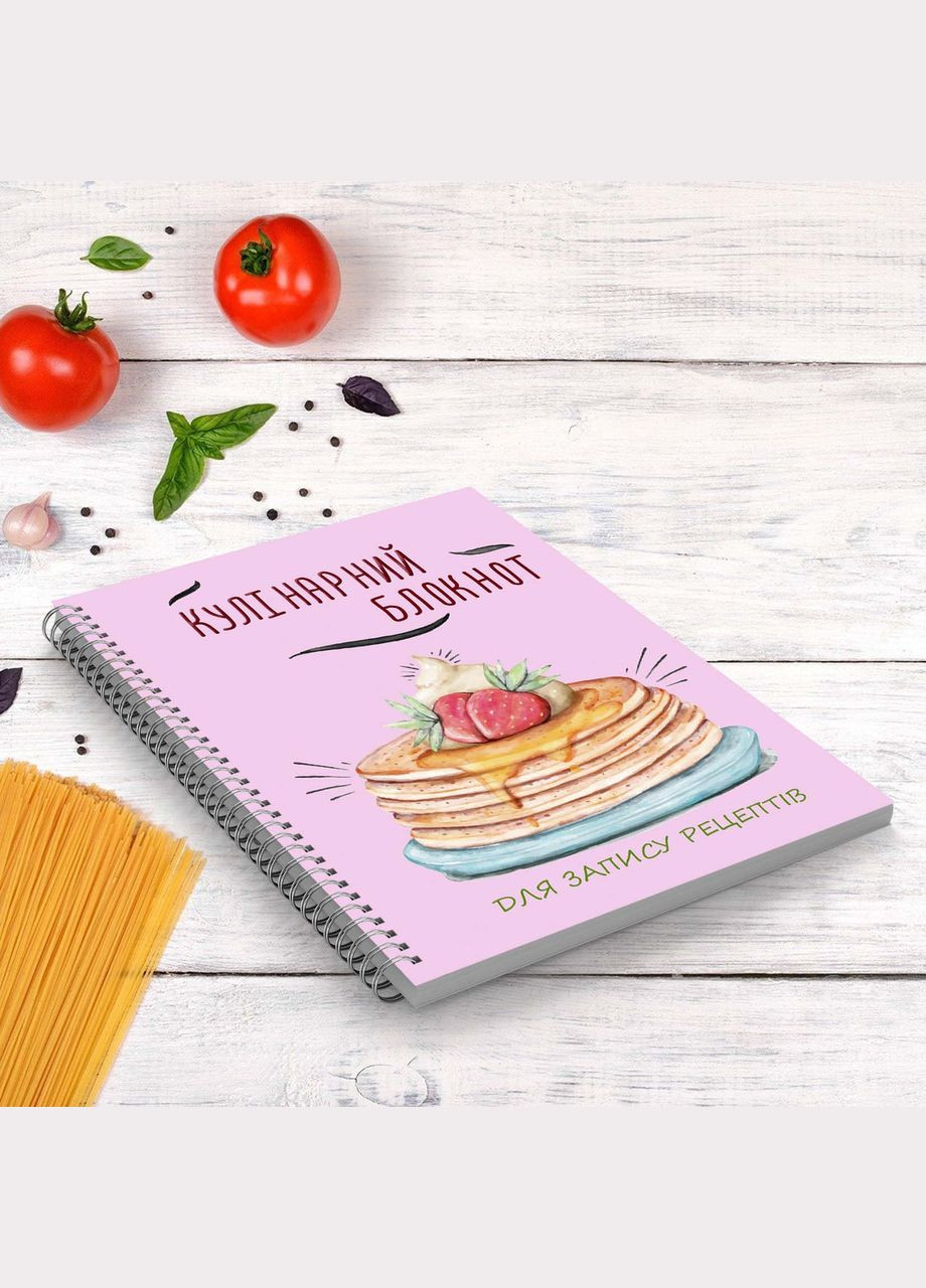 Кулинарный блокнот для записи рецептов "Панкейки с клубником и кремом" на спирали Кавун блокнот для запису (316116267)