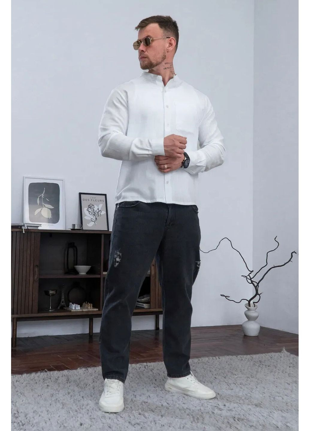 Белая рубашка однотонная Teamv