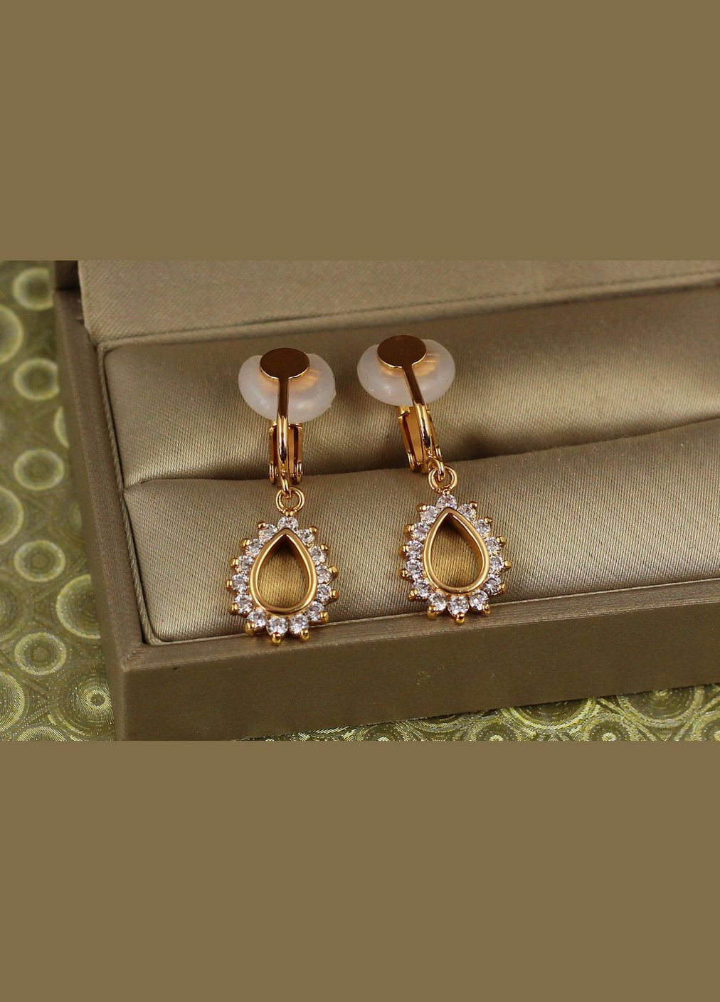 Сережки кліпси крапельки 3,2 см золотисті Xuping Jewelry (337989993)