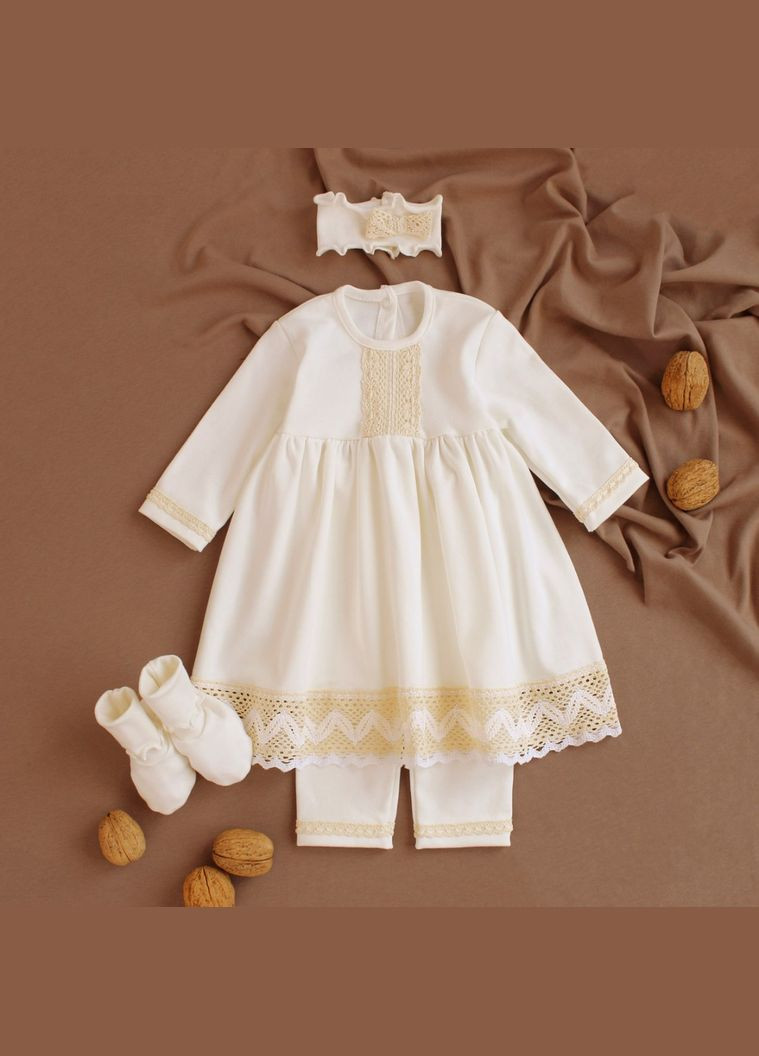 Хрестильний набір для дівчинки з мереживом Ladan (333713680)