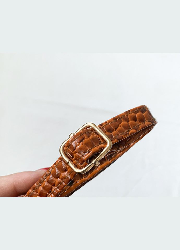 Женская лаковая мини сумочка клатч на плечо с принтом рептилия коричневая (sku_1736Н) No Brand (330576868)