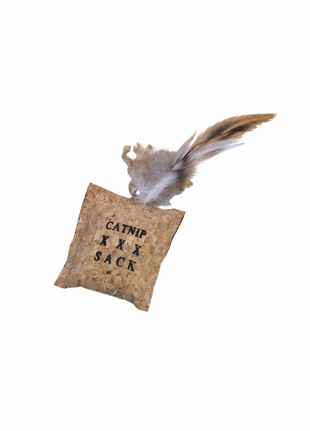 Игрушка для котов Пробковый мешочек с перьями 8*20 см 80308 Nobby (269341886)