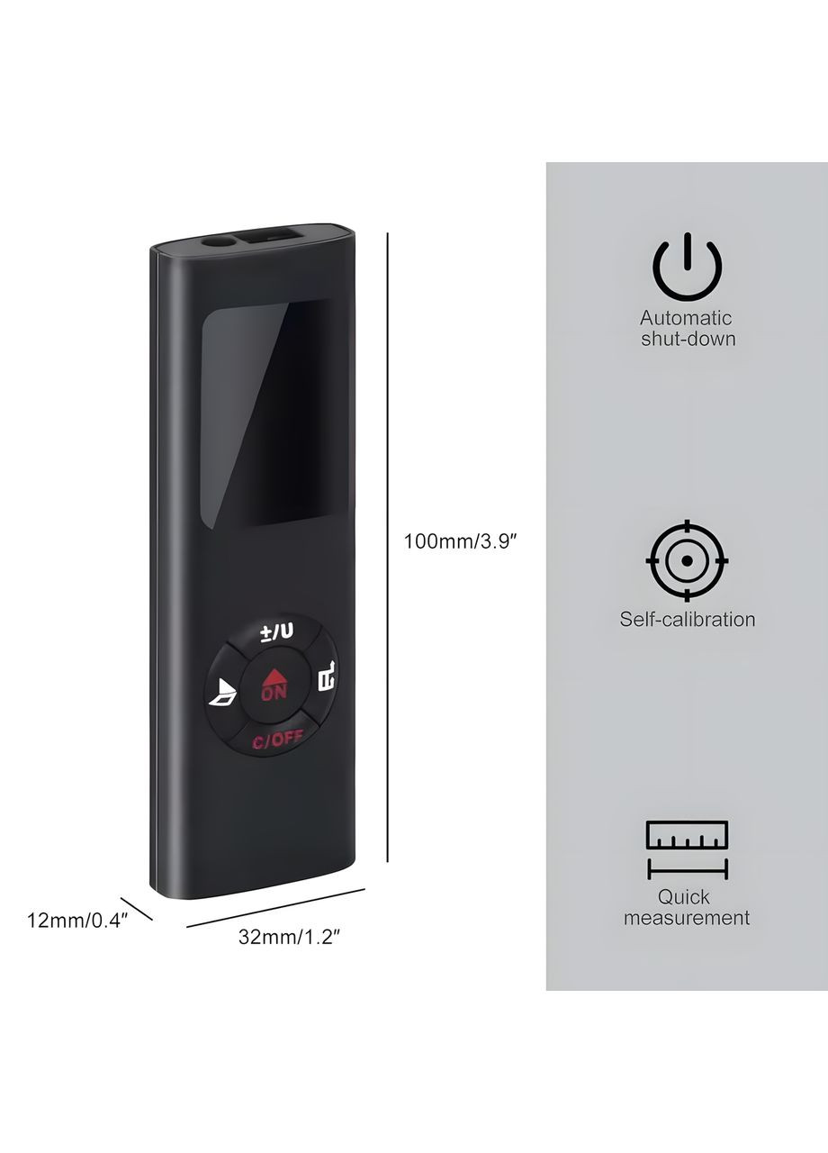 Умный лазерный дальномер 40 м - компактный цифровой измеритель с USB-зарядкой No Brand (370159649)