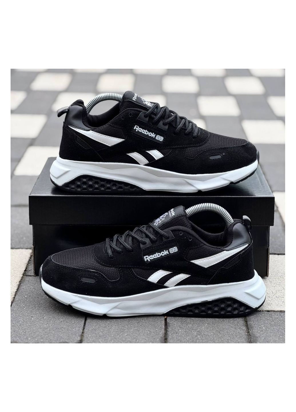 Чорно-білі Осінні чоловічі кросівки No Brand