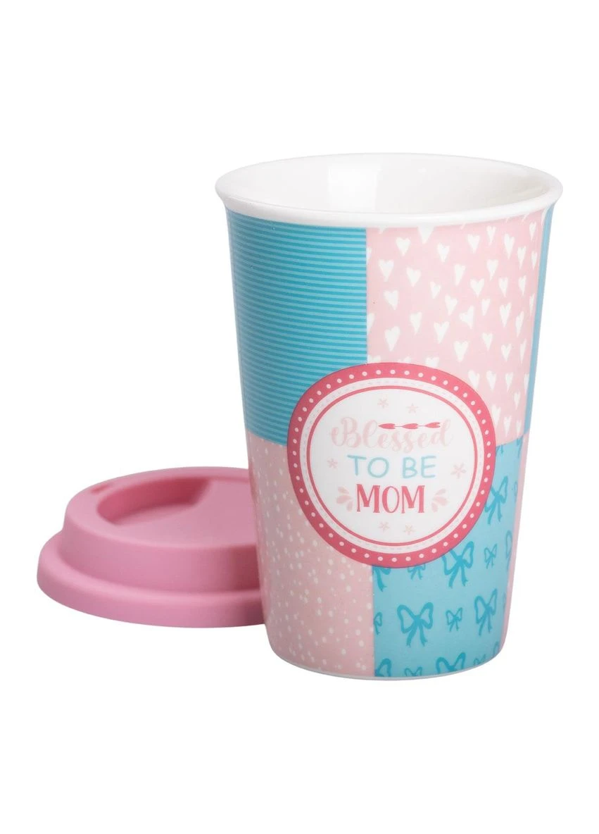 Стакан порцелянаовий 420 мл з силіконовою кришкою Blessed to be mom RX-N240288BM Liling Rongxiang Ceramic (376056678)
