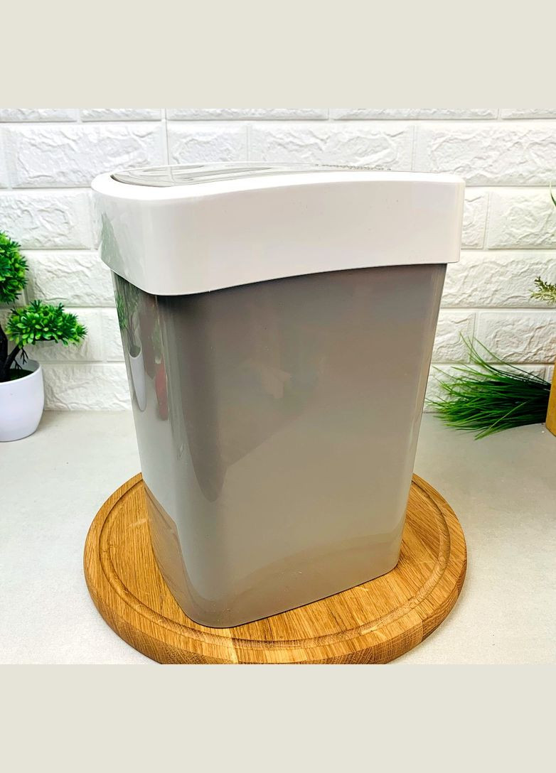 Прямокутне відро для сміття 18 л з плоскою кришкою Какао/Біла Роза Алеана (364195635)